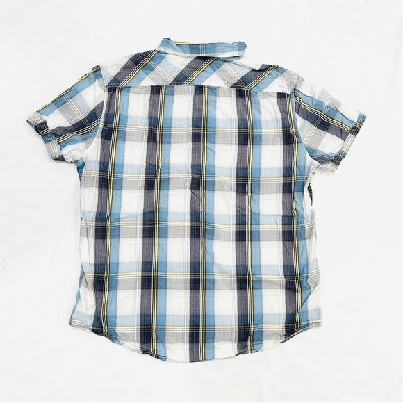 American Eagle Outfitters Mens Vintage White Blue Yellow SS Button Down Shirt - Picture 7 of 7